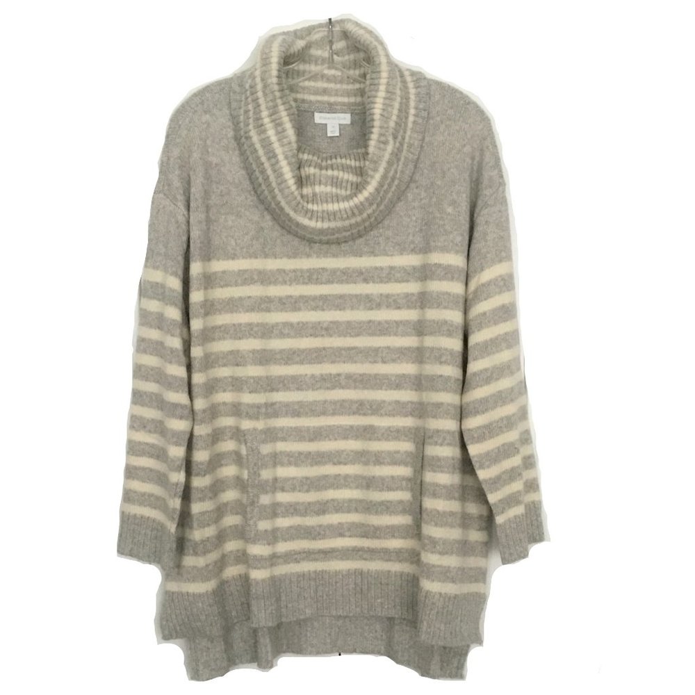 CHARTER CLUB NWT COWL NECK STRIPED SOFT COZY GRAY SWEATER TOP 2X